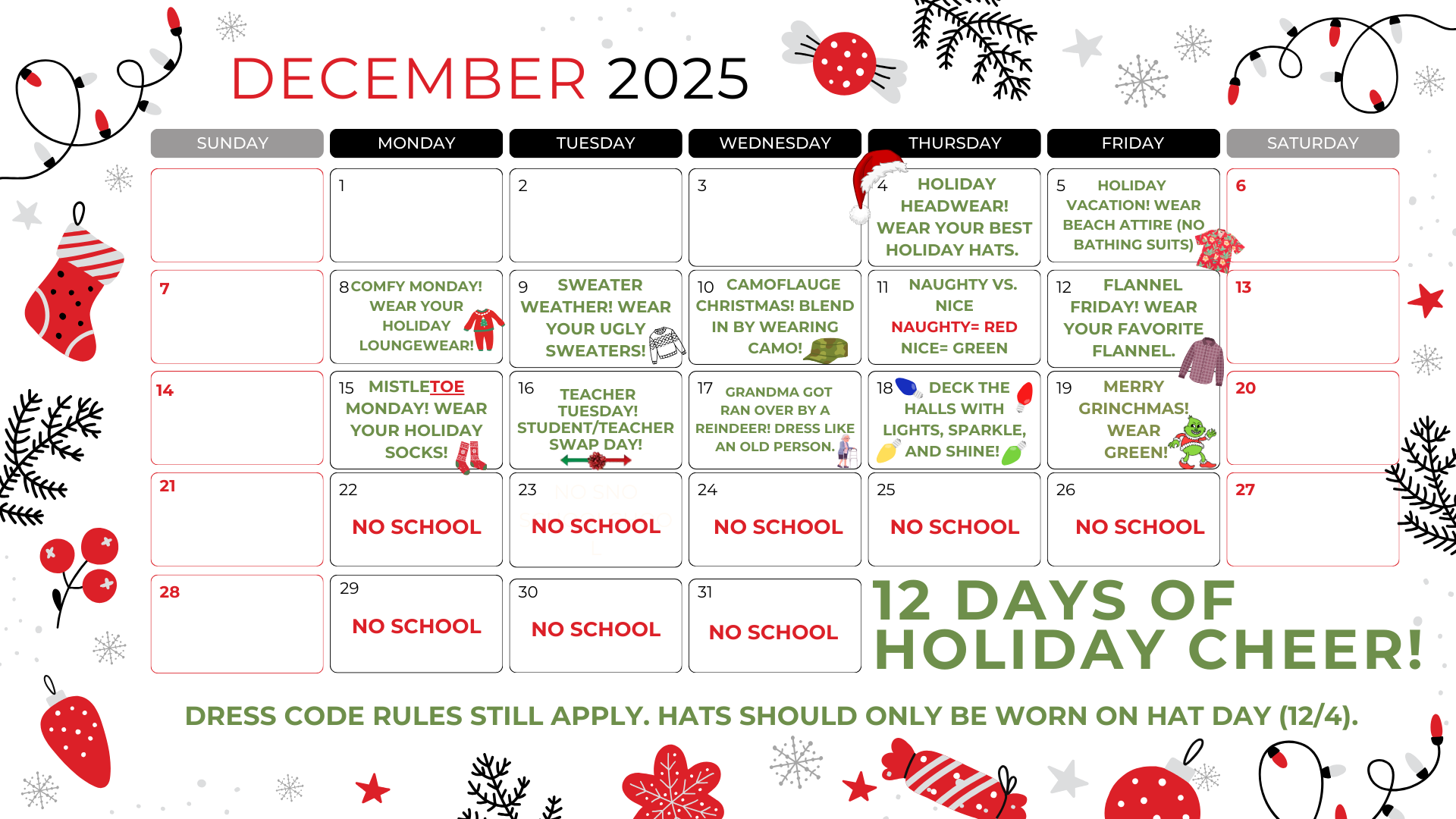 December Dress up Days!
